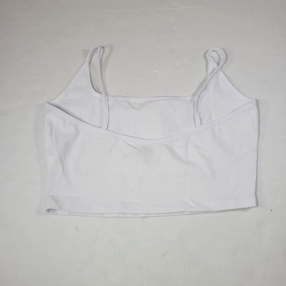 ASOS White Cotton Blend Casual Spaghetti Strap Crop Top Size 8 - Picture 6 of 6